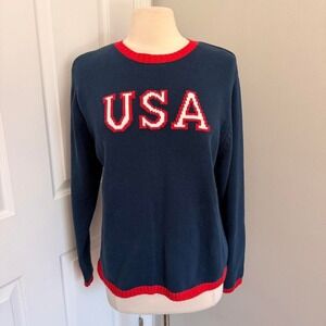 VINTAGE NAVY AND RED CRYSTAL-KOBE USA SWEATER